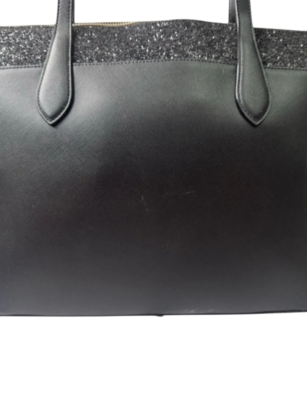 Kate Spade NWT Black Glitter Tote Bag & Matching Cosmetic Pouch Set
